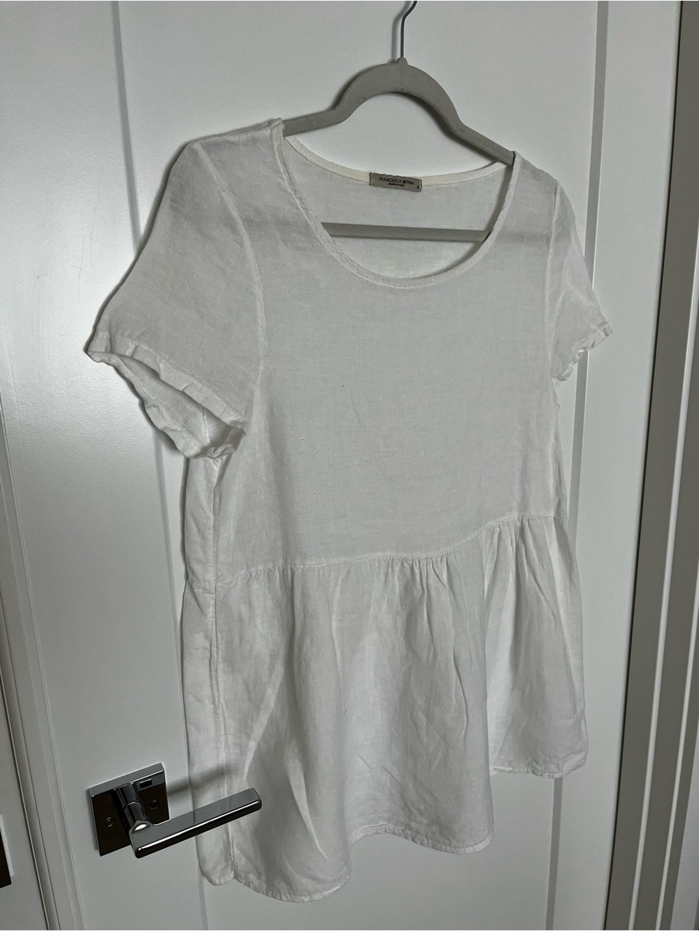 Francesca Bettini Linen Blend Short Sleeve Peplum Tunic